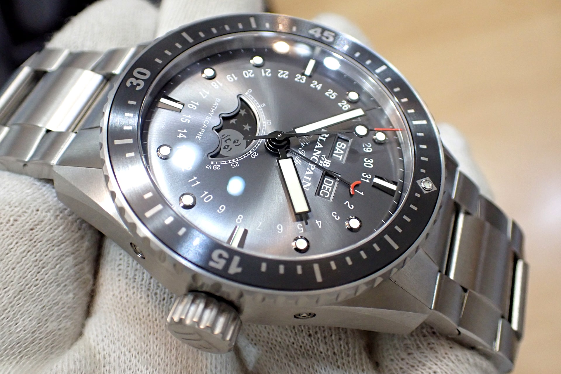 BLANCPAIN/ブランパン フィフティ ファゾムス バチスカーフ コンプリートカレンダー ムーンフェイズ チタン製ブレスレットモデル Ref.5054-1210-98S