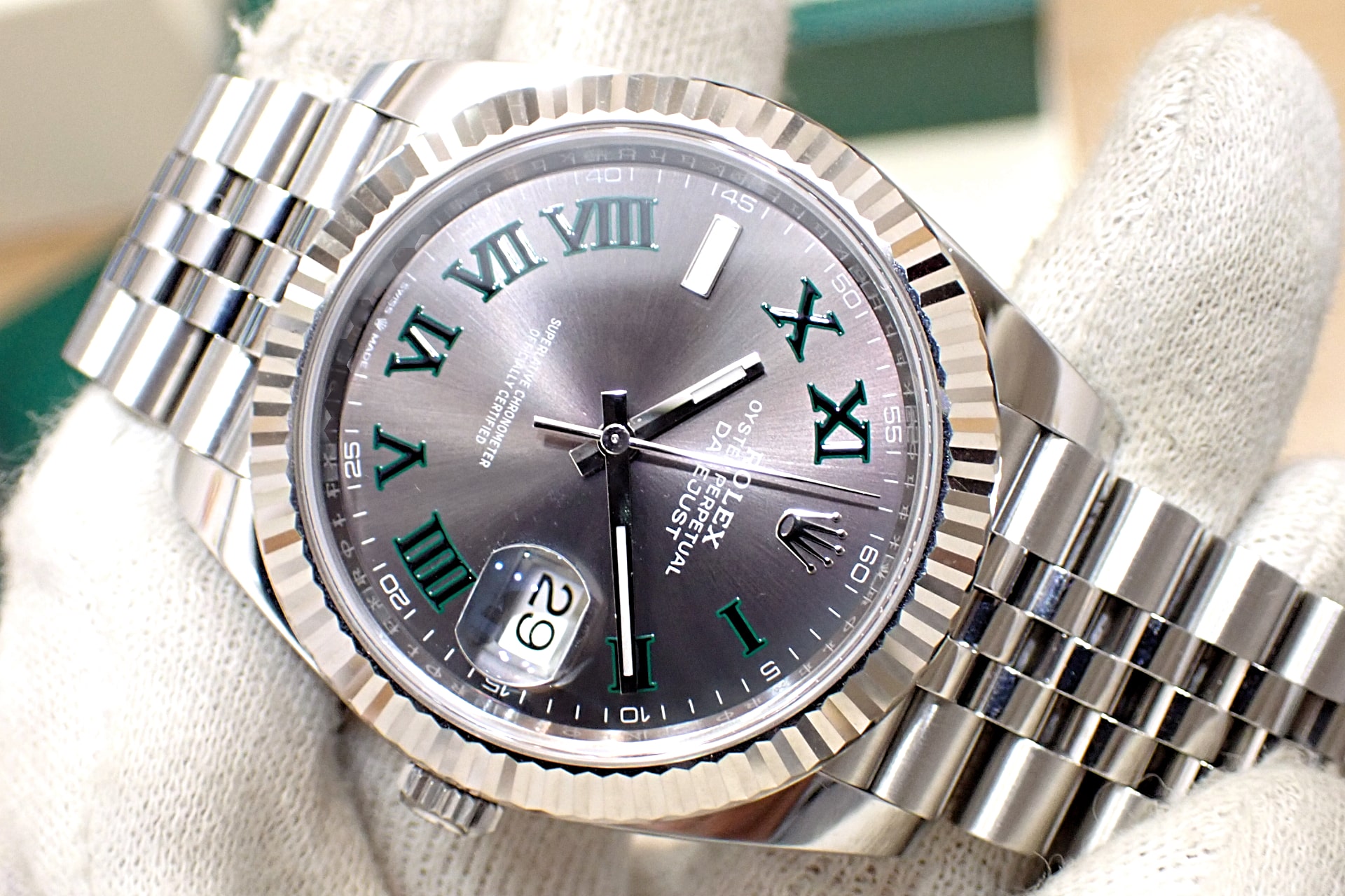 ROLEX/ロレックス デイトジャスト41 Ref.126334 WG/SS スレートローマン/フルーテッドベゼル ジュビリーブレス