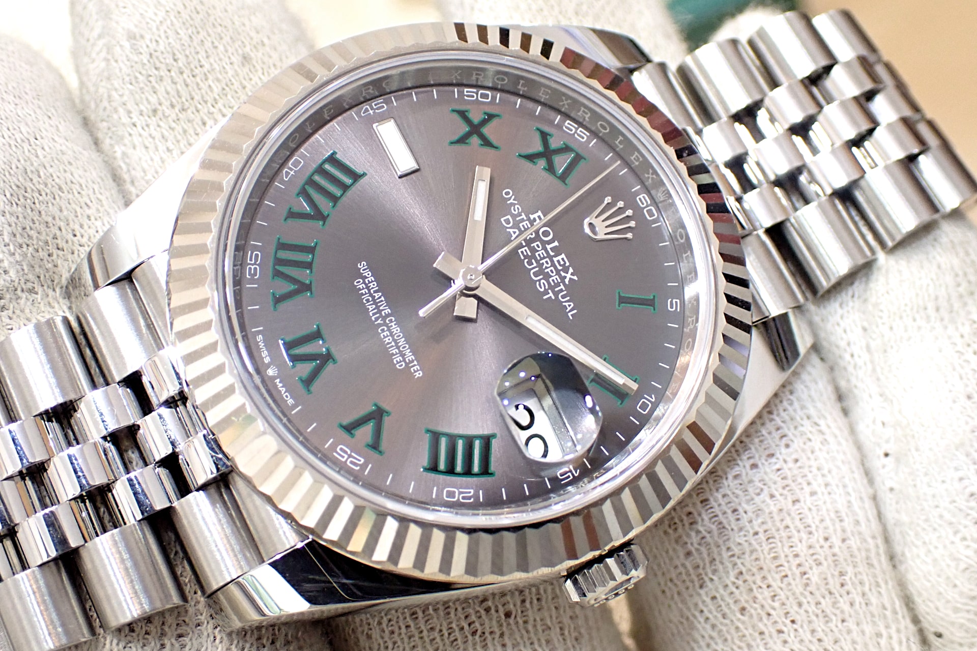ROLEX/ロレックス デイトジャスト41 Ref.126334 WG/SS スレートローマン/フルーテッドベゼル ジュビリーブレス