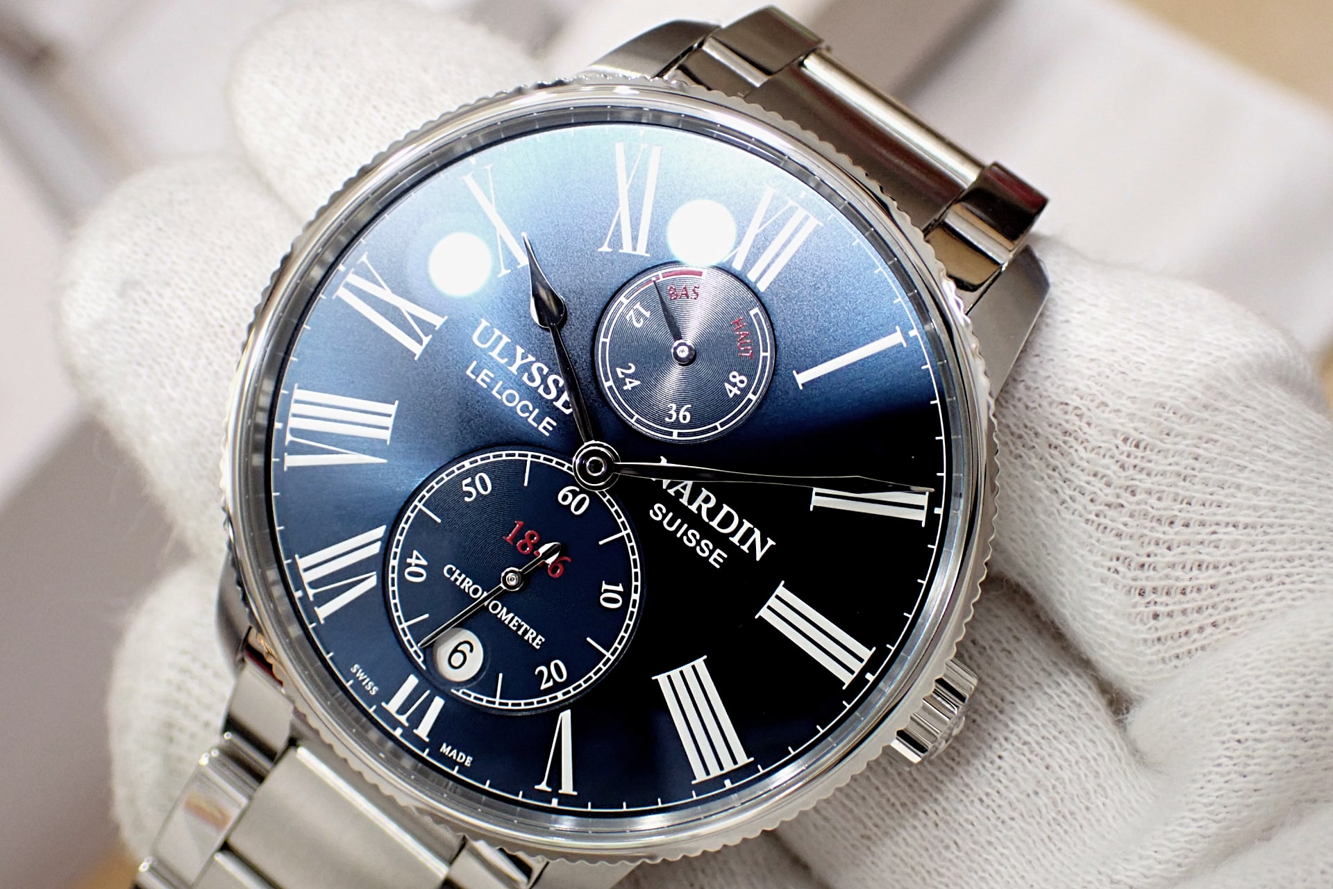 ユリスナルダン/ ULYSSE NARDIN マリーン トルピユール Ref.1183-310/43 ブルー文字盤 ステンレスブレスレットモデル