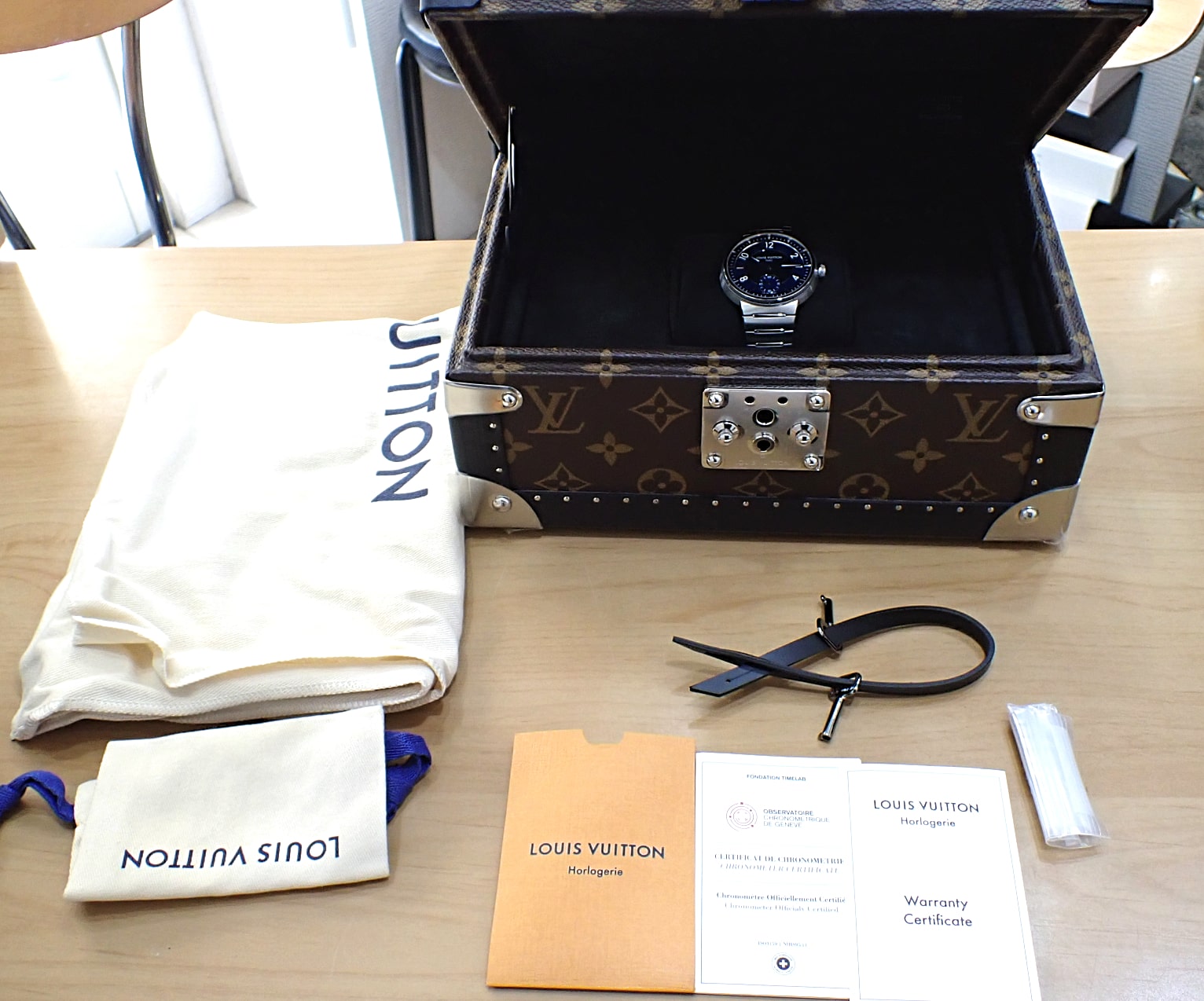 LOUIS VUITTON/ルイヴィトン タンブール オートマティック ステンレススティール Ref.W1ST20 ブルー文字盤