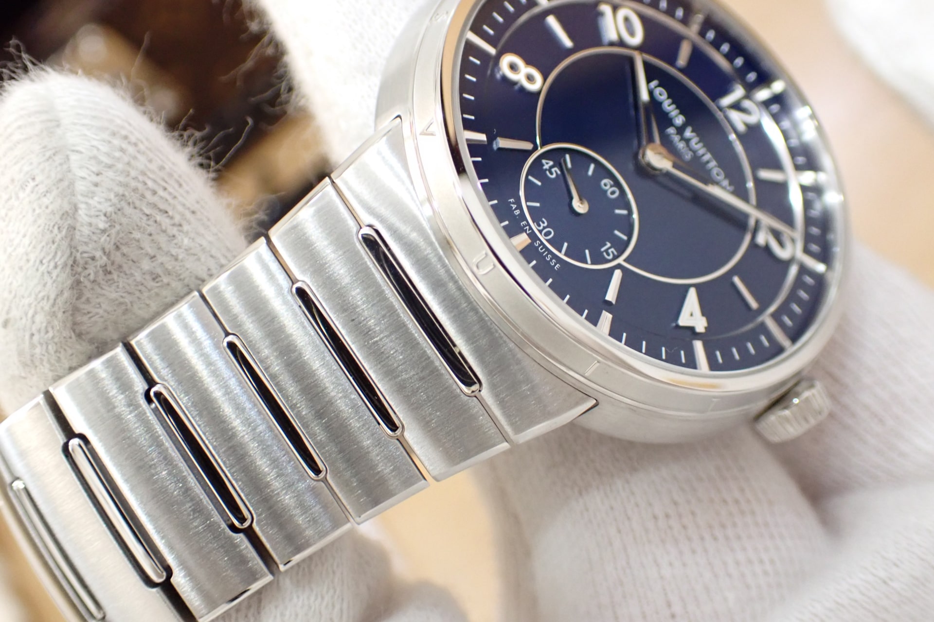 LOUIS VUITTON/ルイヴィトン タンブール オートマティック ステンレススティール Ref.W1ST20 ブルー文字盤