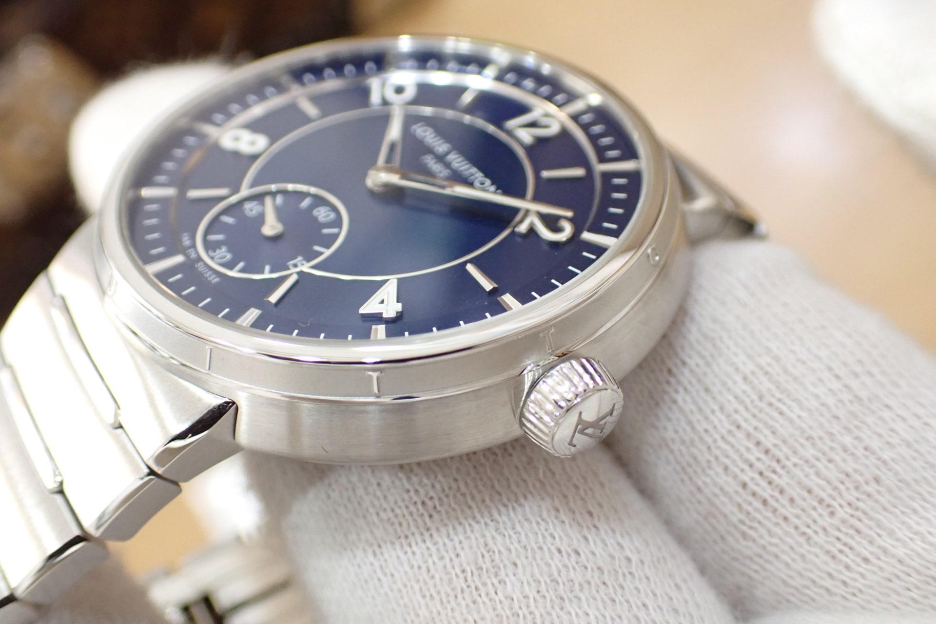 LOUIS VUITTON/ルイヴィトン タンブール オートマティック ステンレススティール Ref.W1ST20 ブルー文字盤