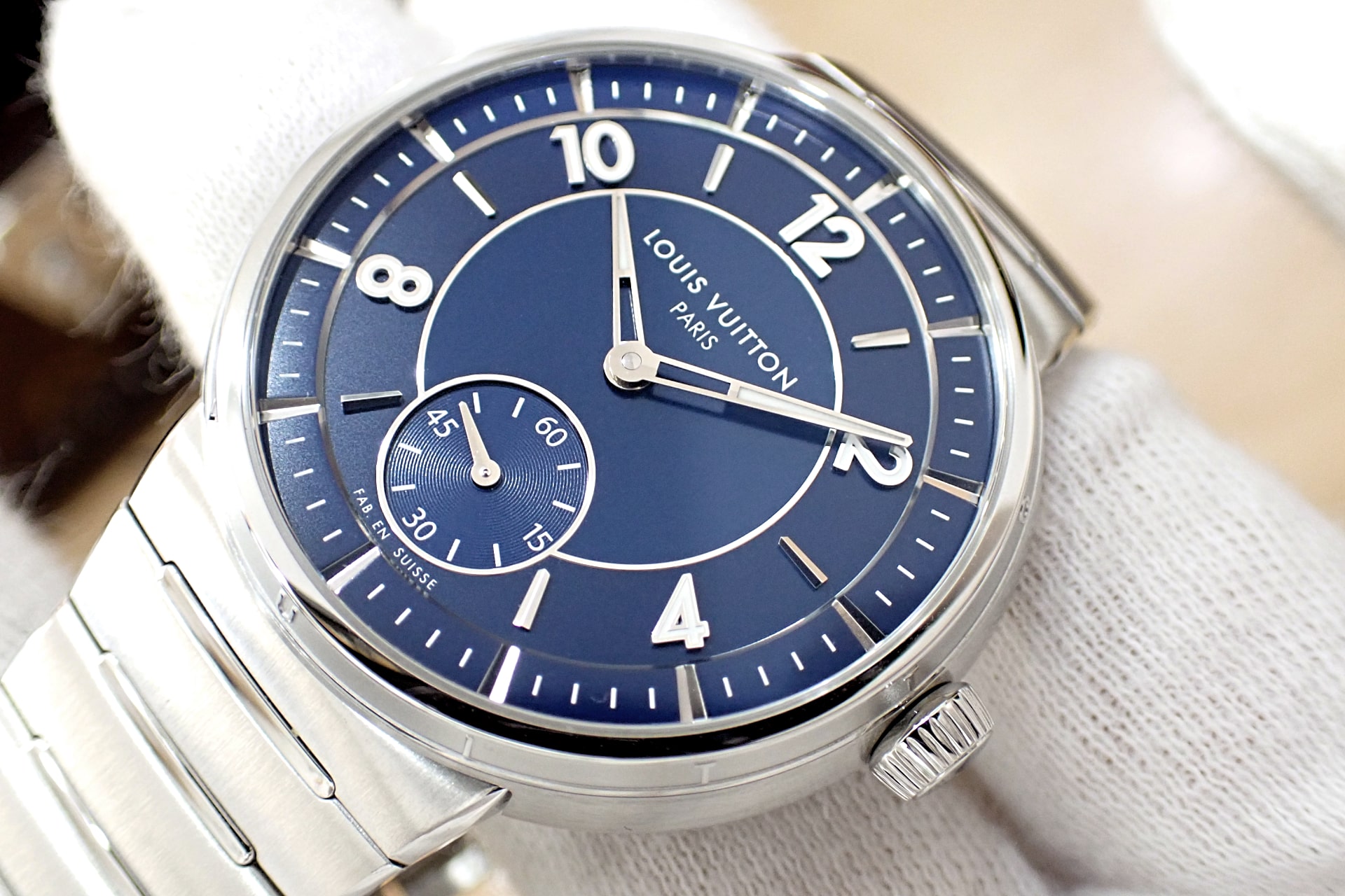 LOUIS VUITTON/ルイヴィトン タンブール オートマティック ステンレススティール Ref.W1ST20 ブルー文字盤