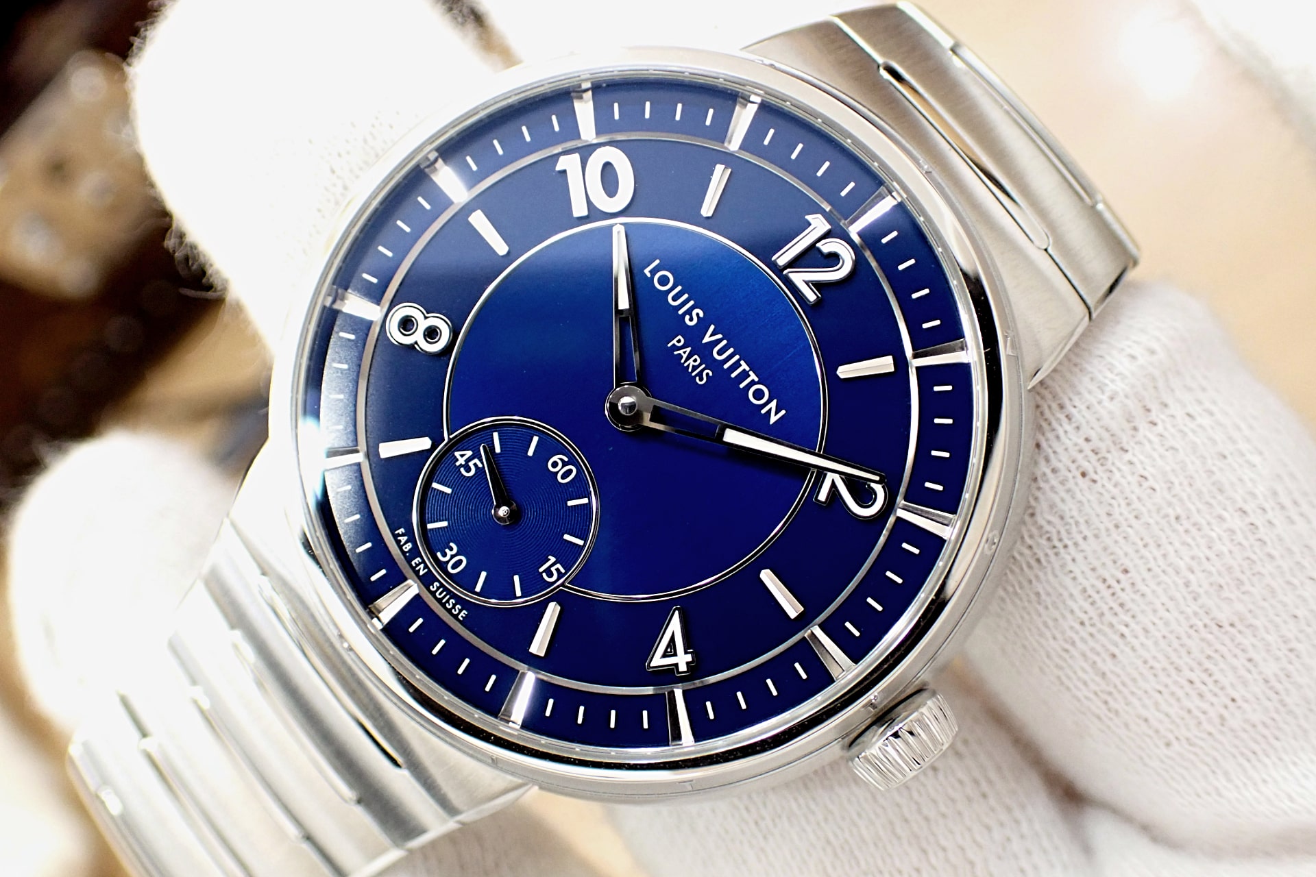 LOUIS VUITTON/ルイヴィトン タンブール オートマティック ステンレススティール Ref.W1ST20 ブルー文字盤