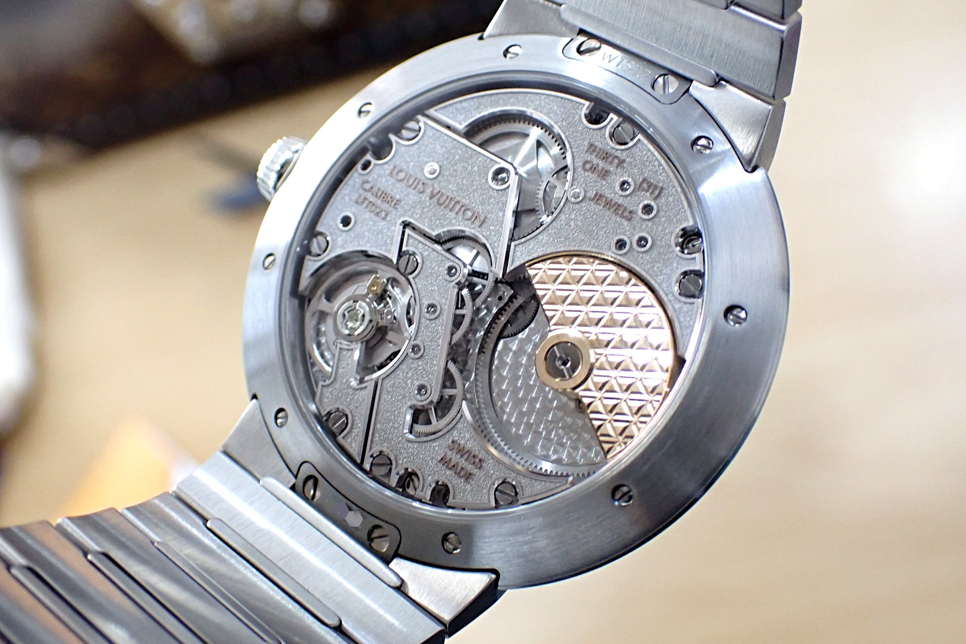 LOUIS VUITTON/ルイヴィトン タンブール オートマティック ステンレススティール Ref.W1ST20 ブルー文字盤