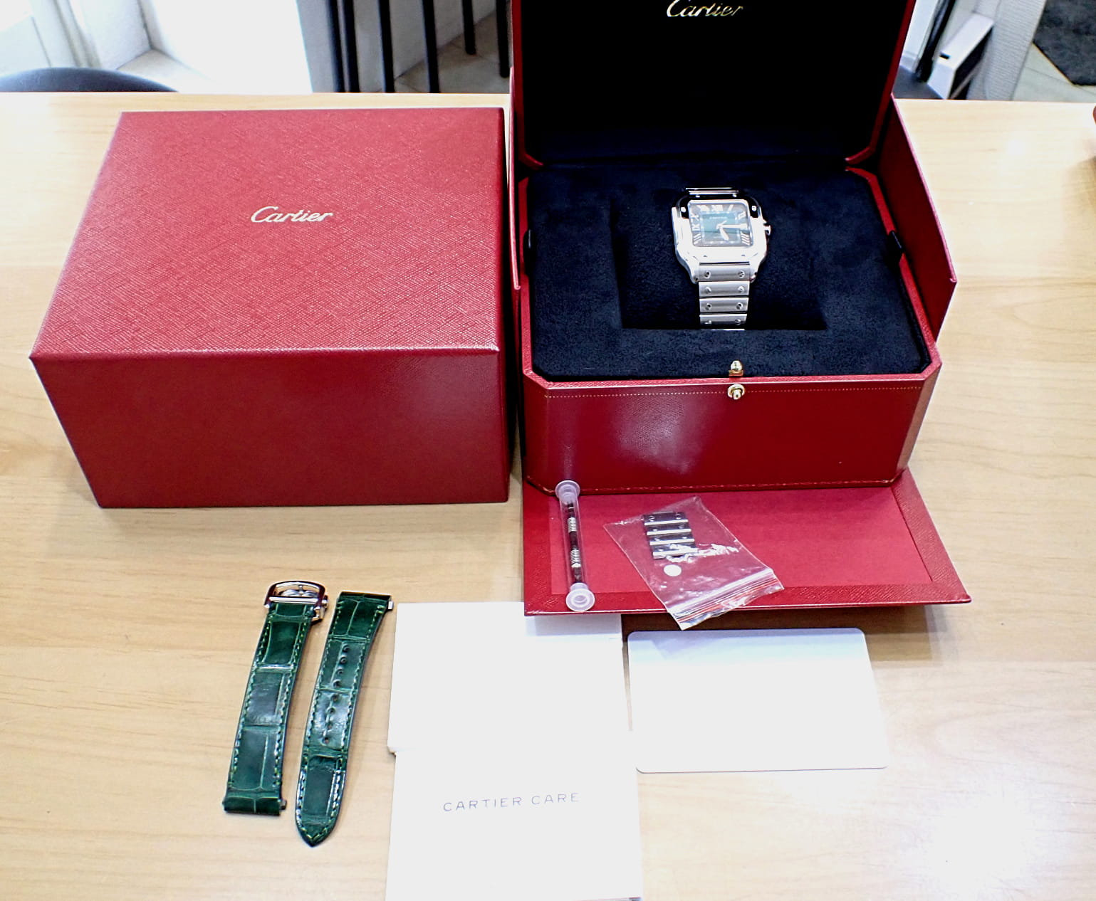 CARTIER/カルティエ サントス ドゥ カルティエ MM 新作 グリーンダイヤル Ref.WSSA0061