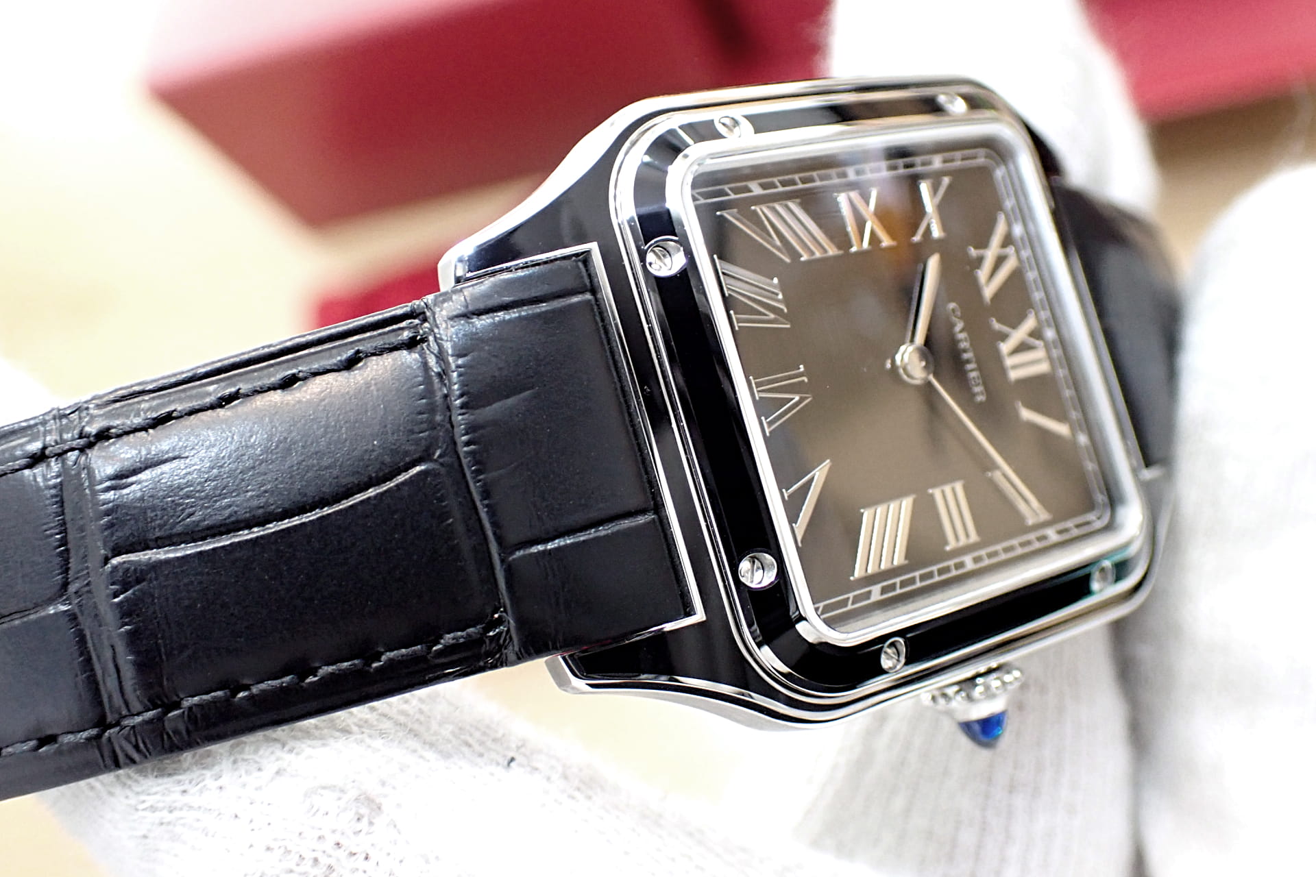 Cartier/カルティエ サントス デュモン LM Ref.WSSA0046 ブラックラッカー 8年間延長保証加入済み