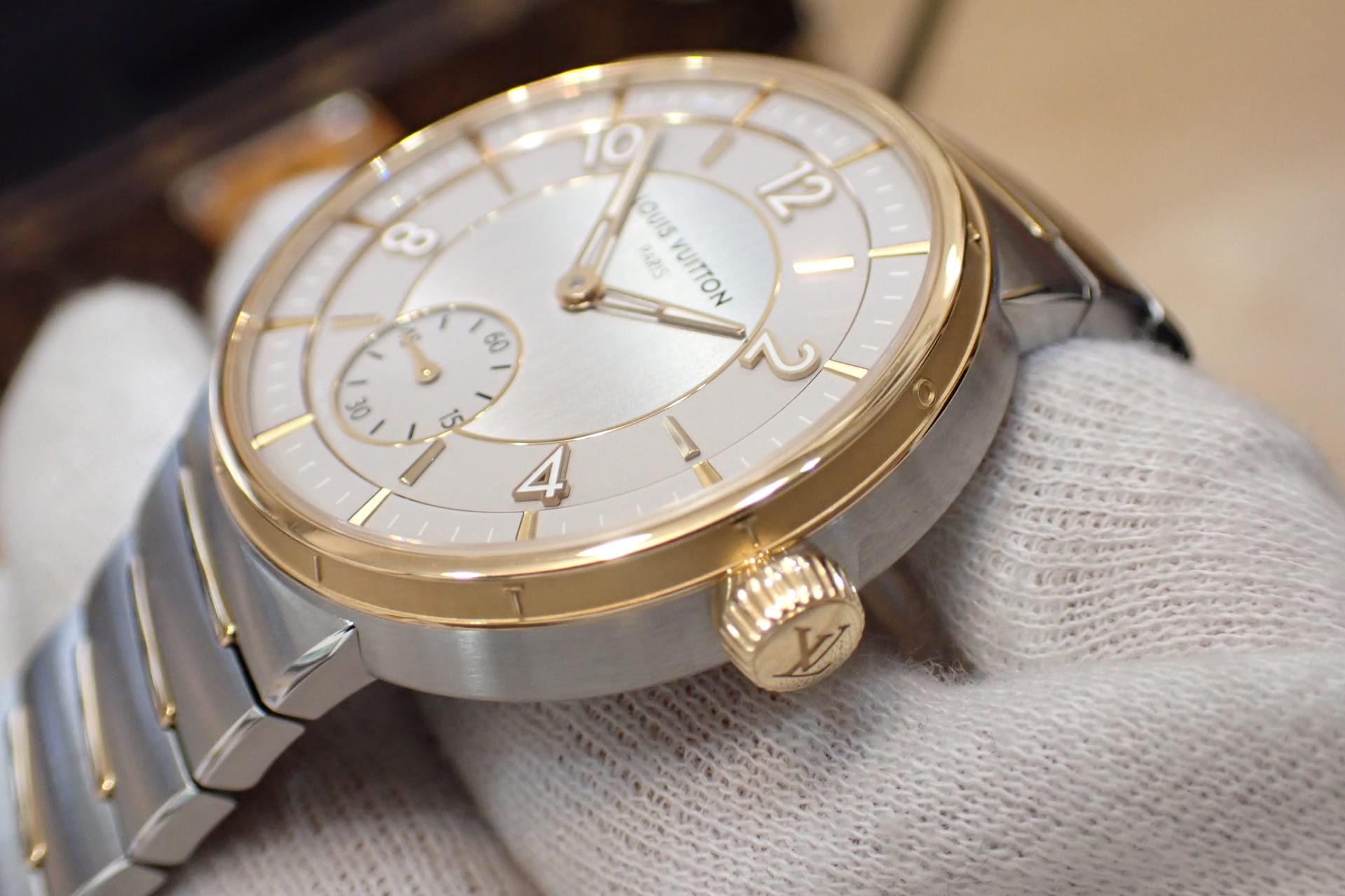 LOUIS VUITTON/ルイヴィトン タンブール オートマティック SS/18KRG コンビ Ref.W1SP10