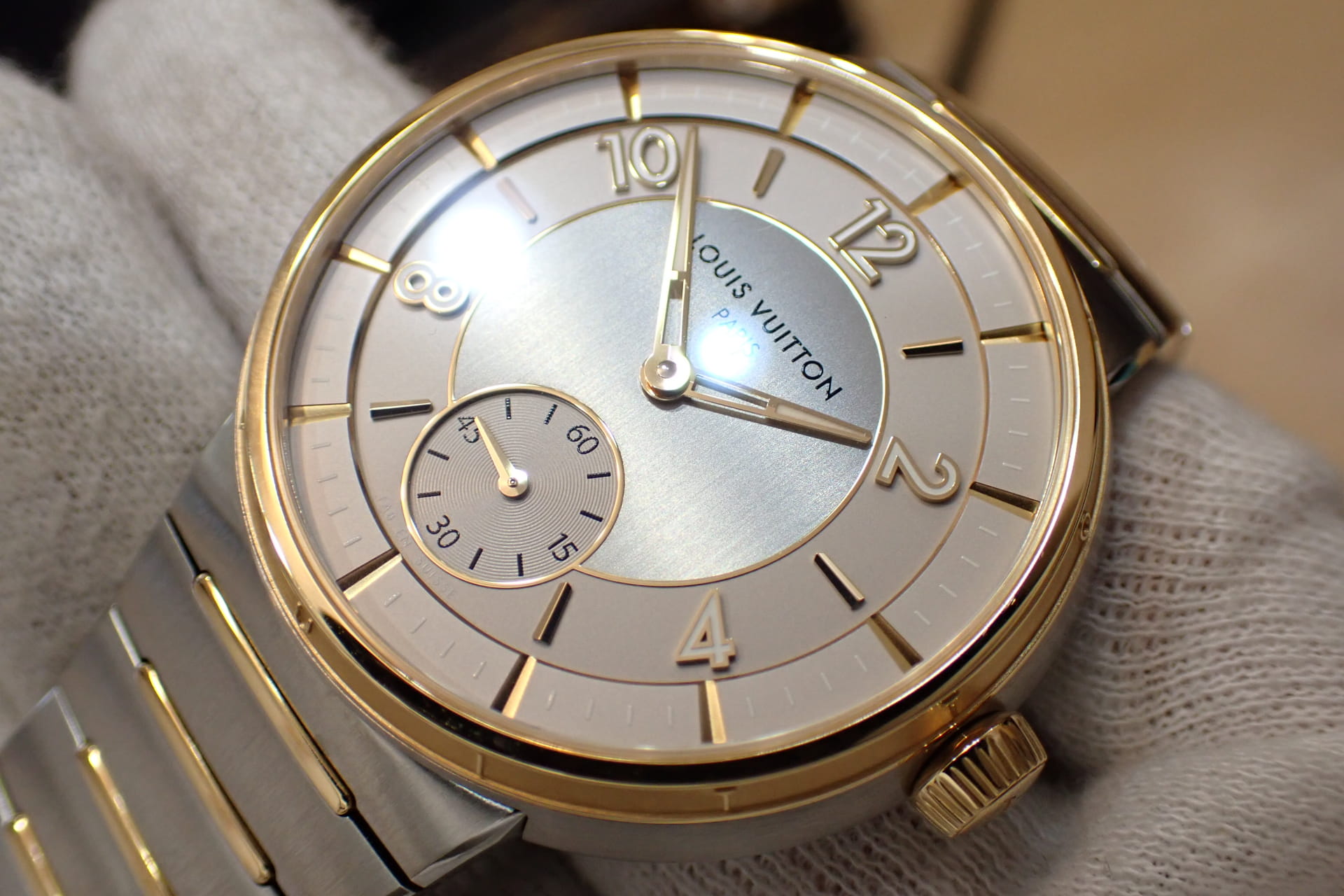 LOUIS VUITTON/ルイヴィトン タンブール オートマティック SS/18KRG コンビ Ref.W1SP10