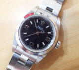 中古【ロレックス】ROLEX  76080 オイスターパーペチュアル  F番 黒ダイヤル レディース腕時計