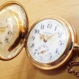 中古【WALTHAM】ウォルサム K14メッキ ハンターケース エナメルダイヤル 1900年頃 懐中時計