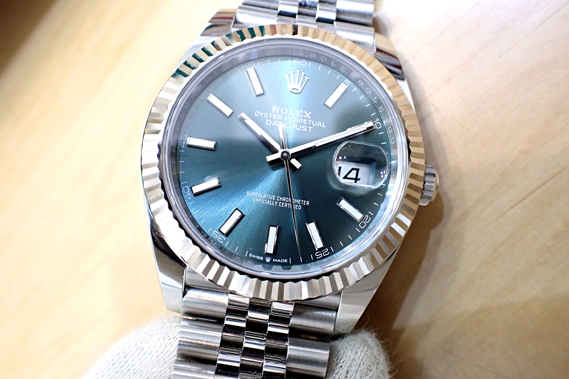 ROLEX/ロレックス デイトジャスト41 Ref.126334 WG/SS ミントグリーン/フルーテッドベゼル ジュビリーブレス