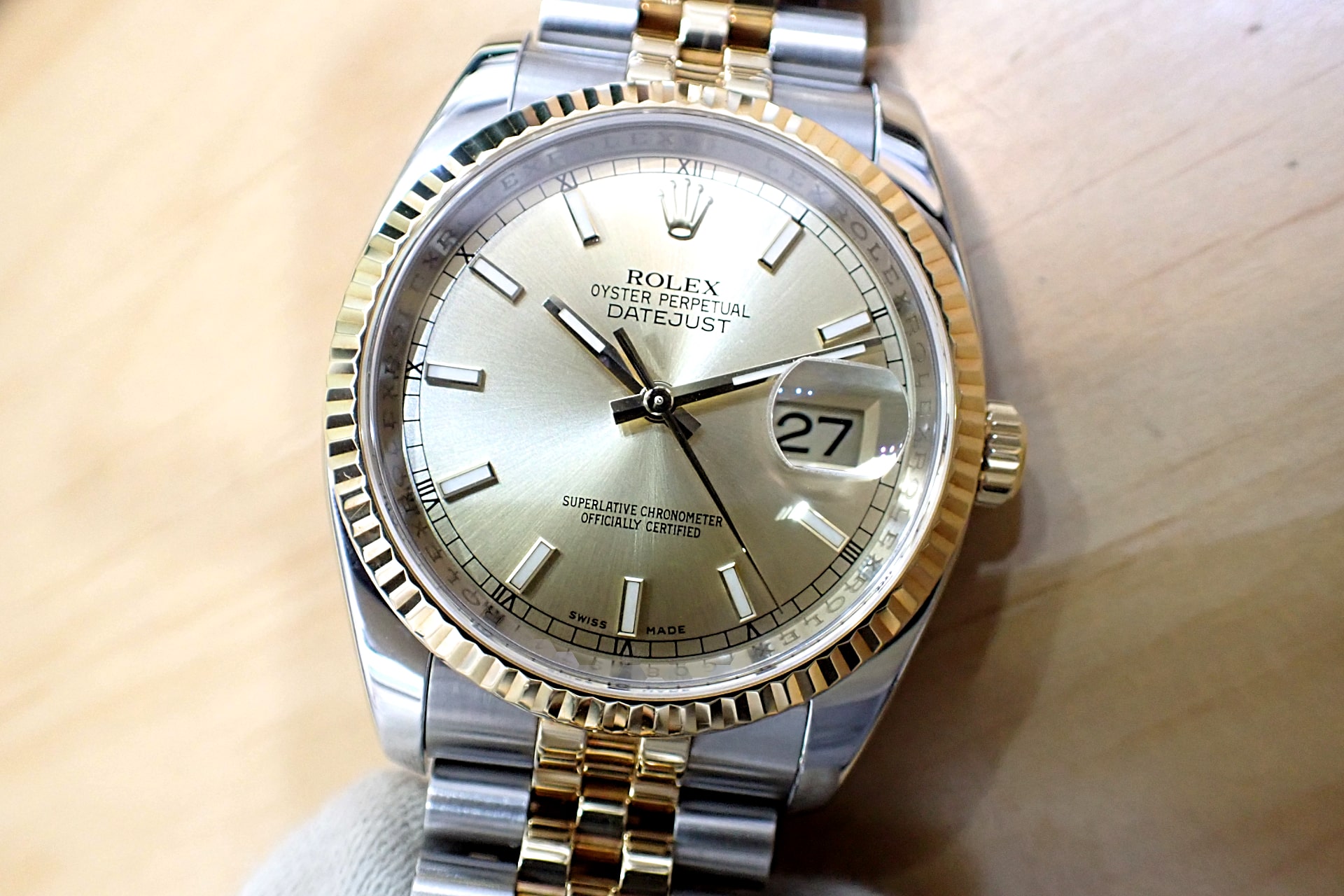 ロレックス/ROLEX デイトジャスト Ref.116233 シリアルG番 18KYG/SS シャンパン文字盤/ジュビリー