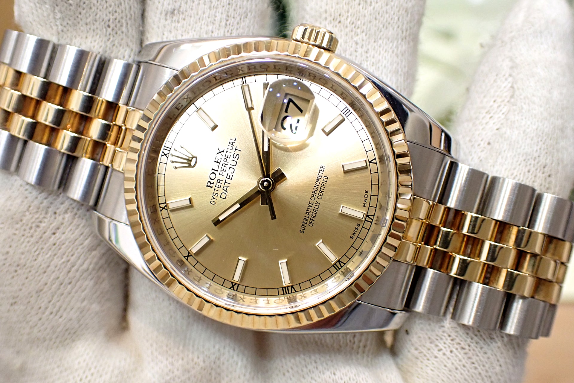 ロレックス/ROLEX デイトジャスト Ref.116233 シリアルG番 18KYG/SS シャンパン文字盤/ジュビリー