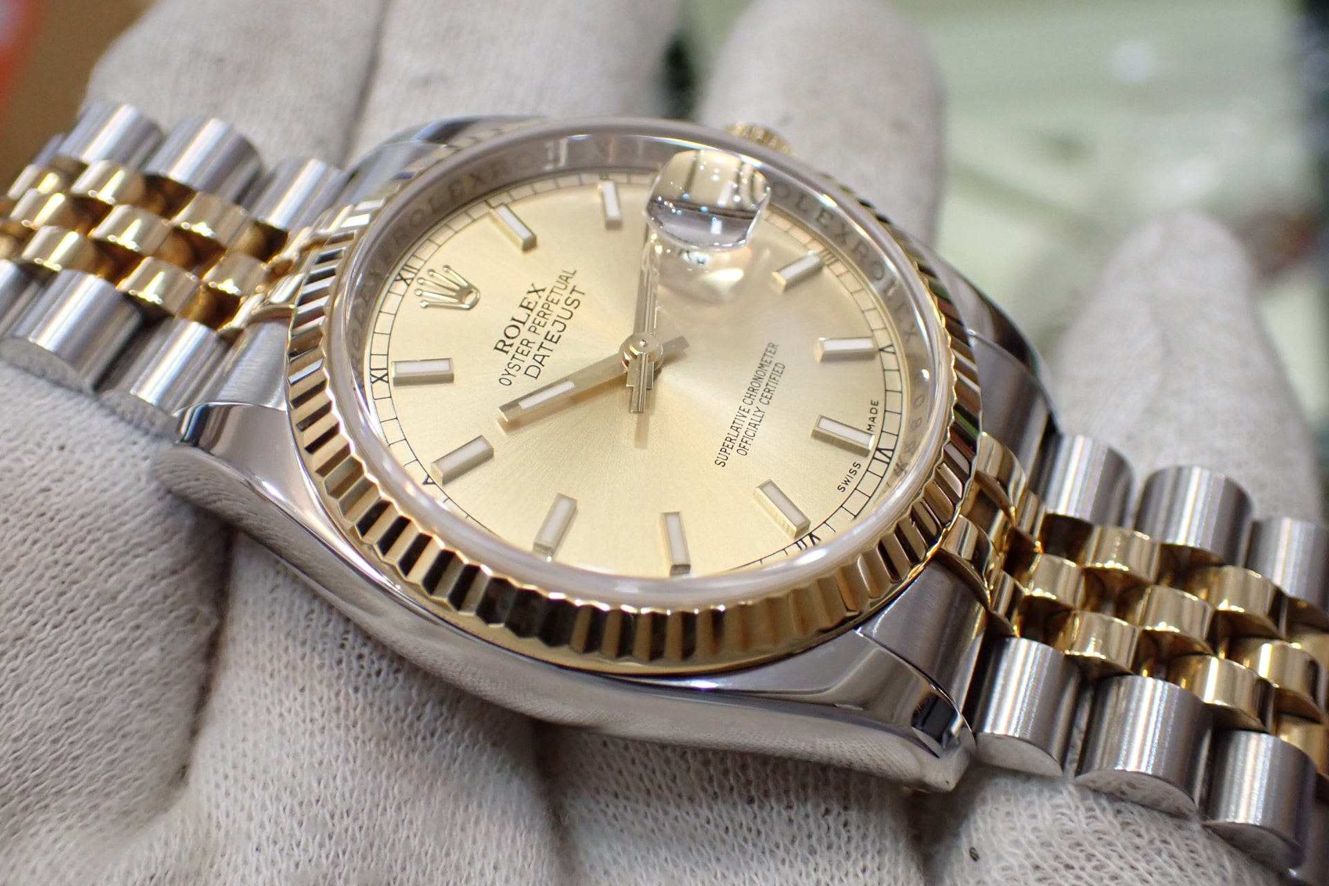 ロレックス/ROLEX デイトジャスト Ref.116233 シリアルG番 18KYG/SS シャンパン文字盤/ジュビリー