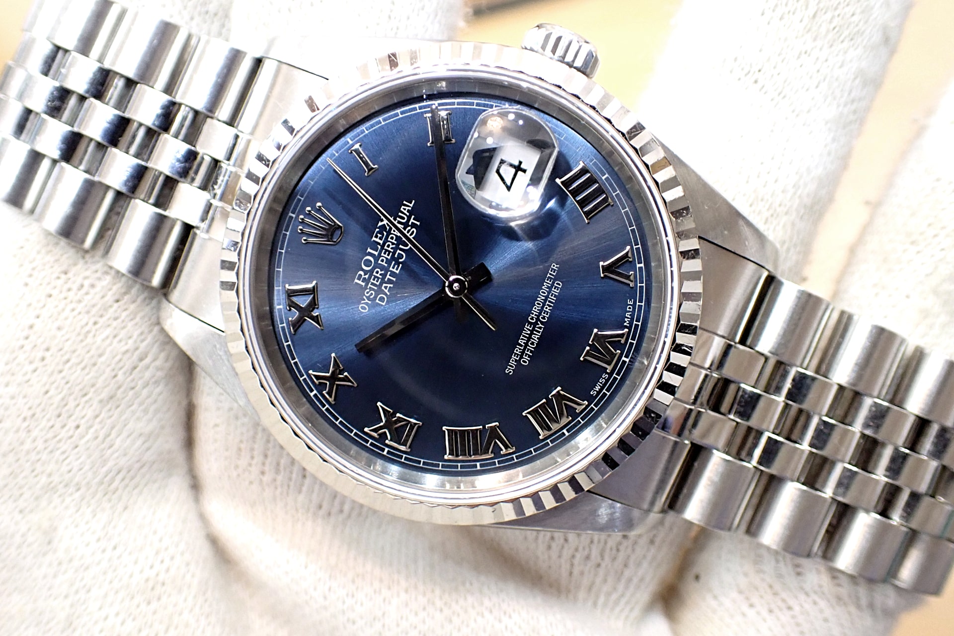 ROLEX/ロレックス デイトジャスト Ref.16234 シリアルT番 ブルーローマン文字盤/フルーテッドベゼル ジュビリーブレス
