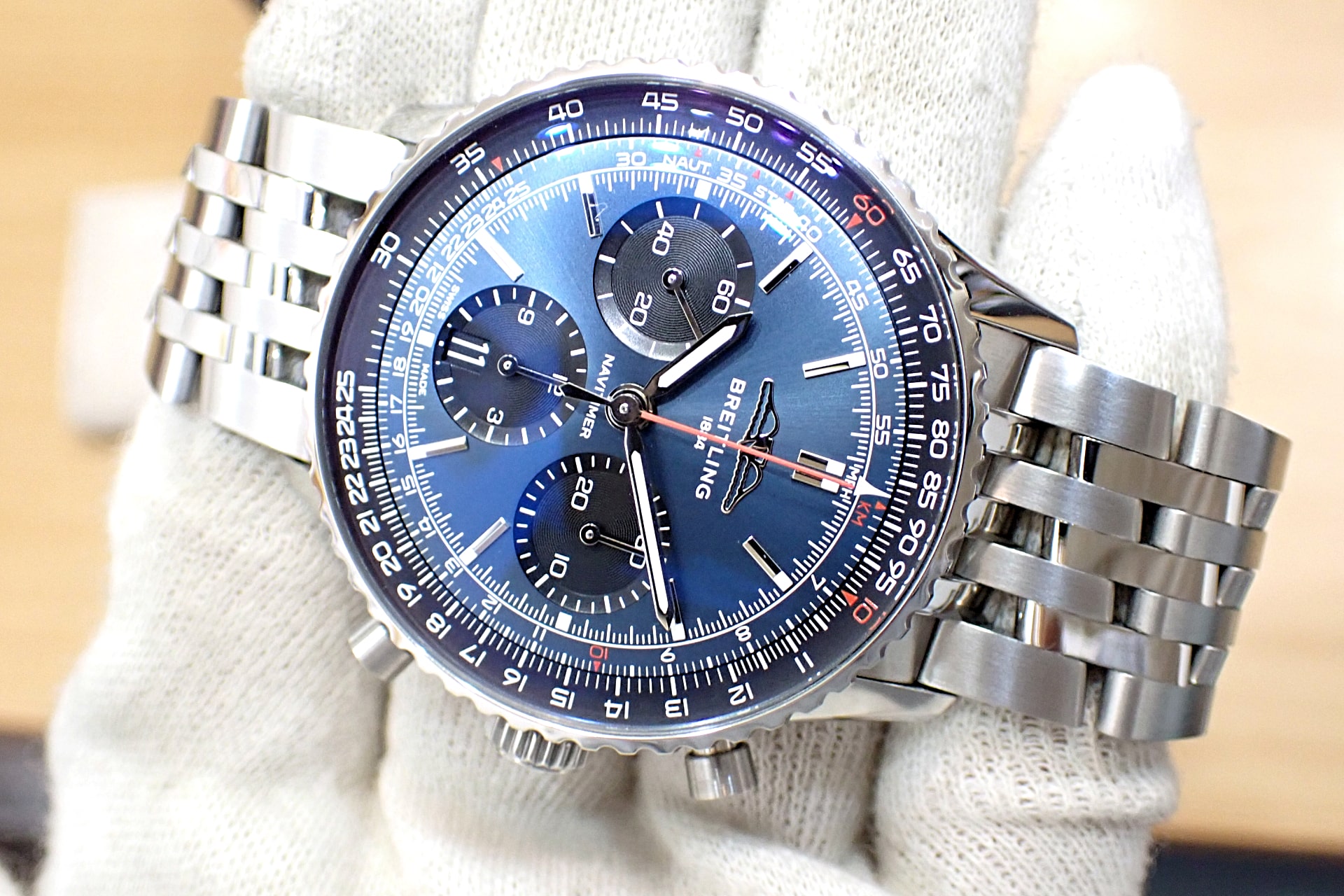 BREITLING/ブライトリング ナビタイマー B01 クロノグラフ 41 Ref.AB0139211G1A1(AB0139) ブルー文字盤/ブレスレットモデル