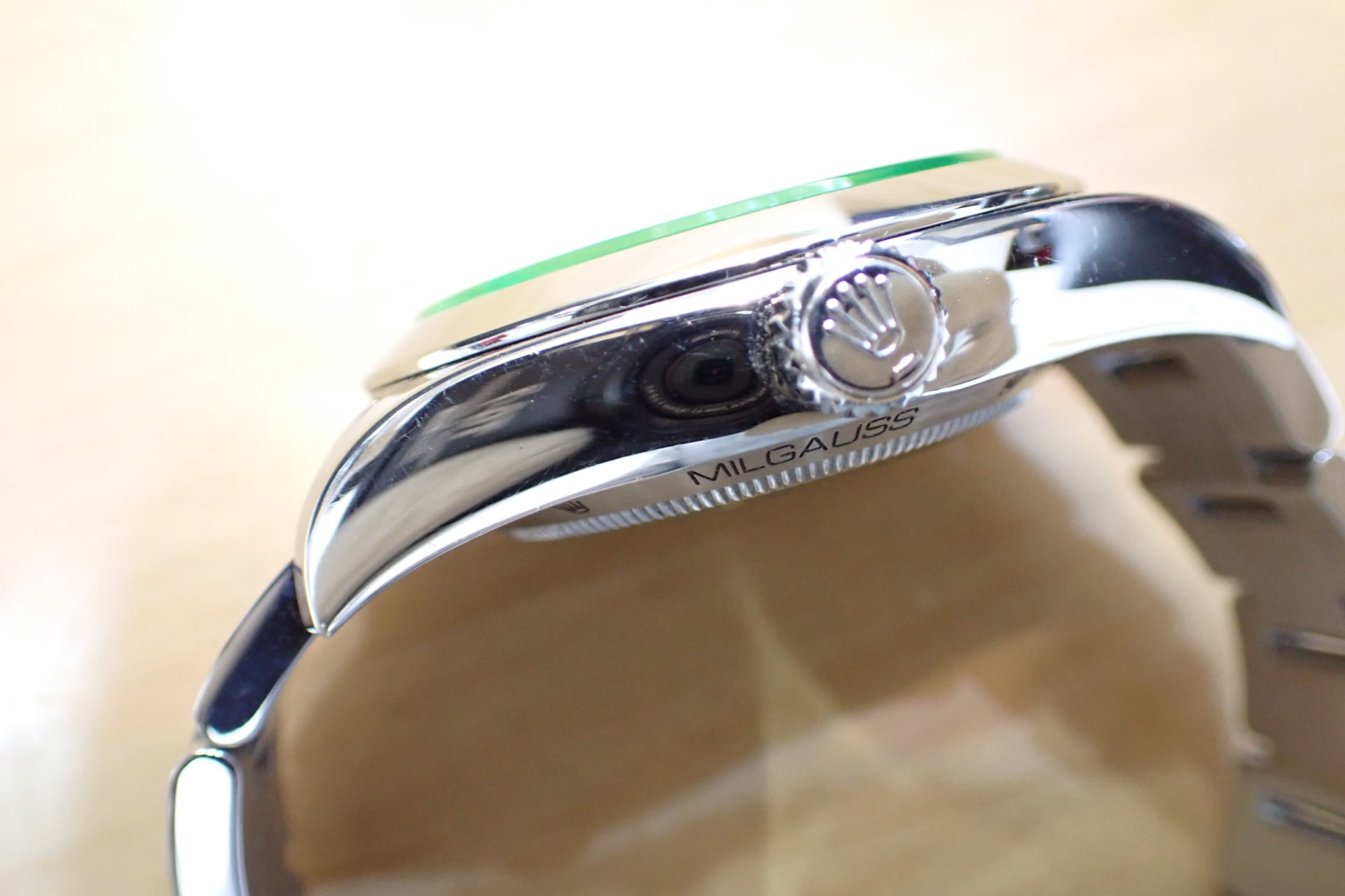 ROLEX/ロレックス ミルガウス シリアG番 Ref.116400GV グリーンガラス