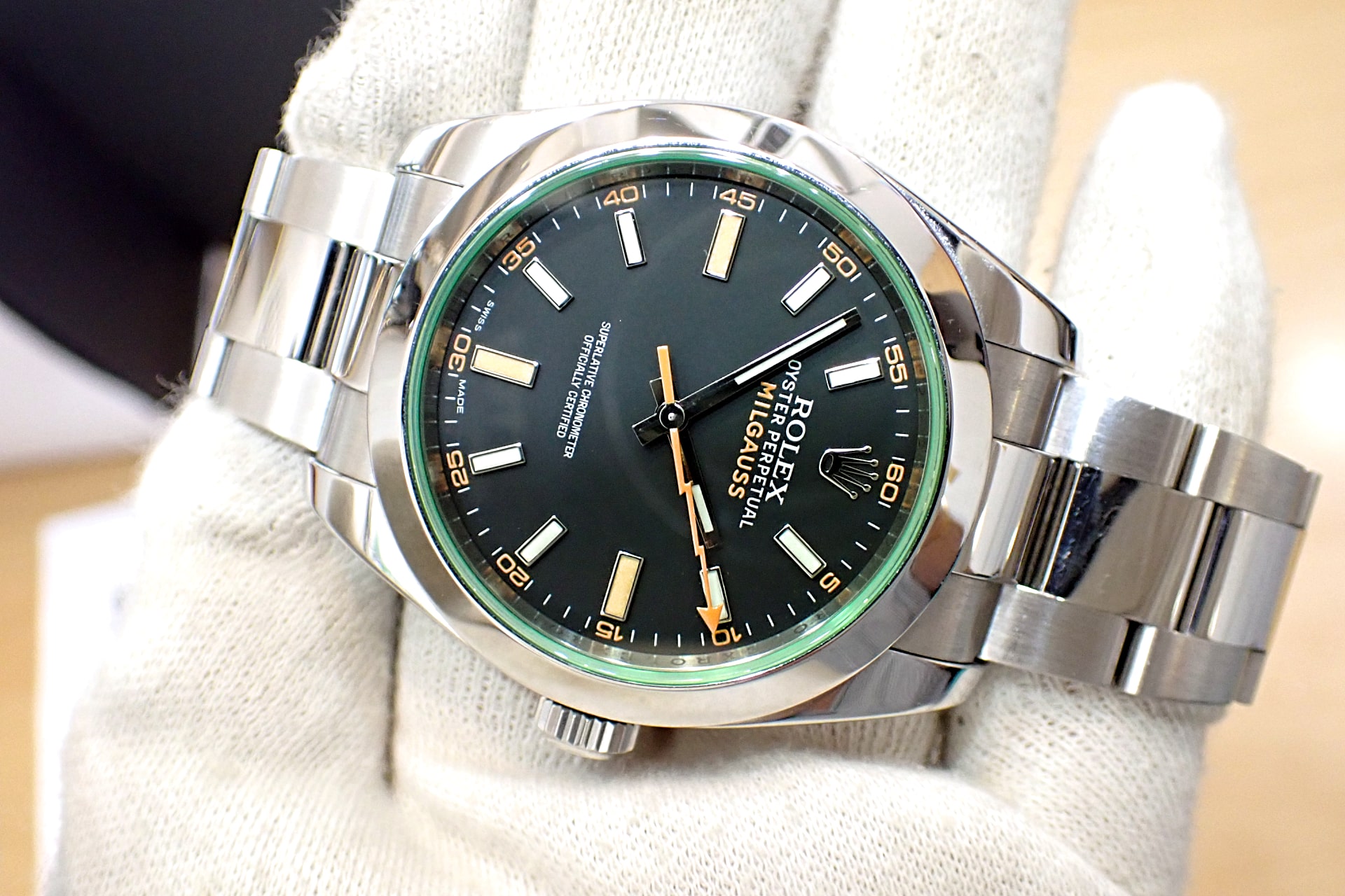ROLEX/ロレックス ミルガウス シリアG番 Ref.116400GV グリーンガラス