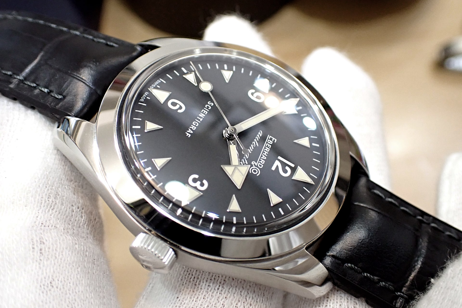 EBERHARD/エベラール サイエンティグラフ Ref.41043.01 CP 黒文字盤 メーカー純正レザーストラップ2本付き