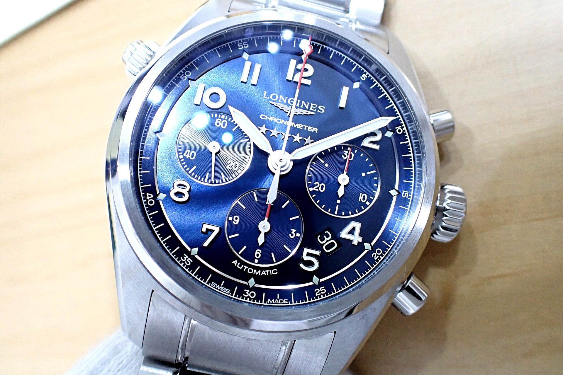 ロンジン/LONGINES スピリット クロノグラフ 42mm Ref.L3.820.4.93.6 ブルー文字盤