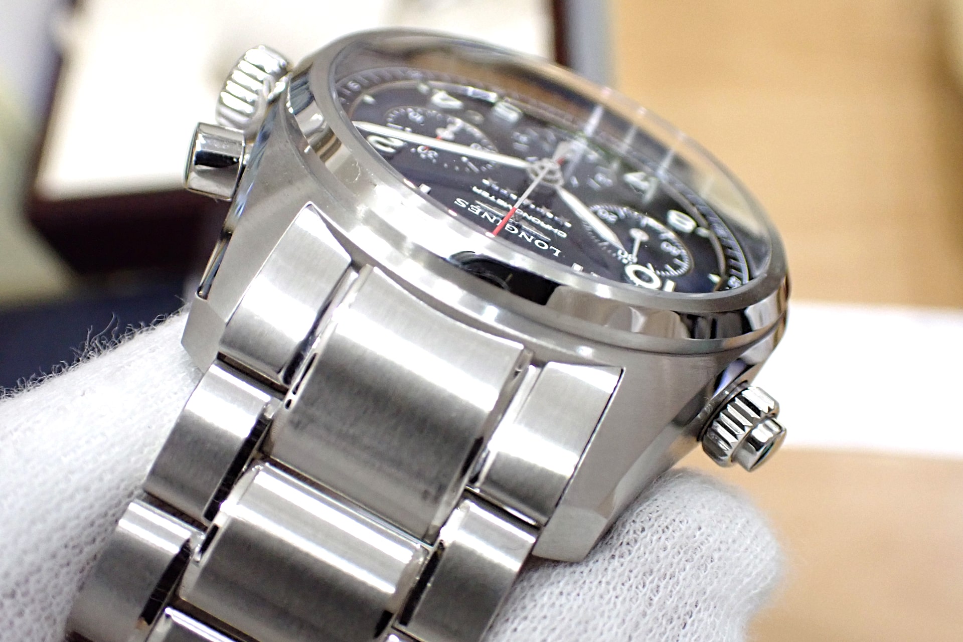 ロンジン/LONGINES スピリット クロノグラフ 42mm Ref.L3.820.4.93.6 ブルー文字盤