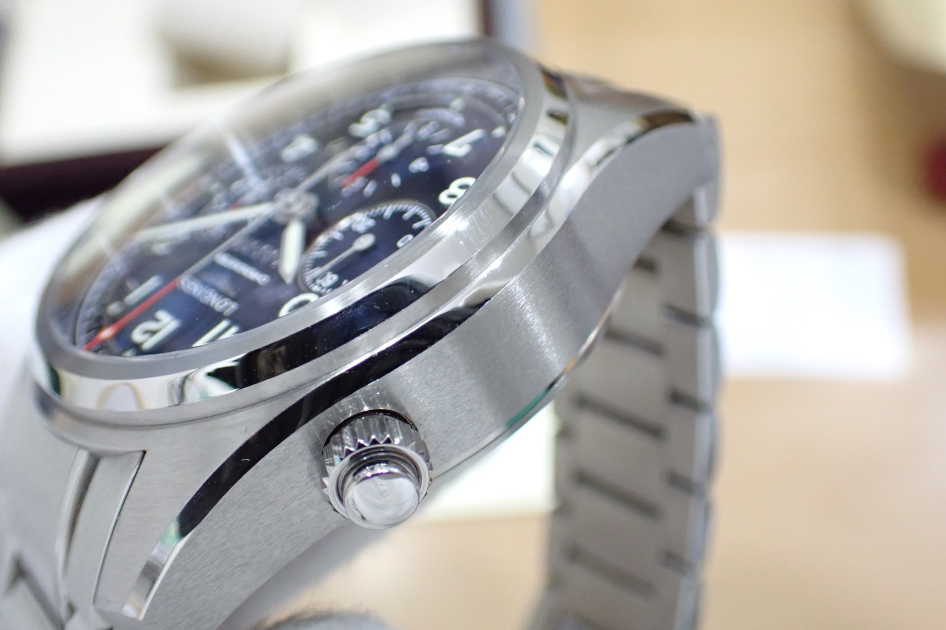 ロンジン/LONGINES スピリット クロノグラフ 42mm Ref.L3.820.4.93.6 ブルー文字盤