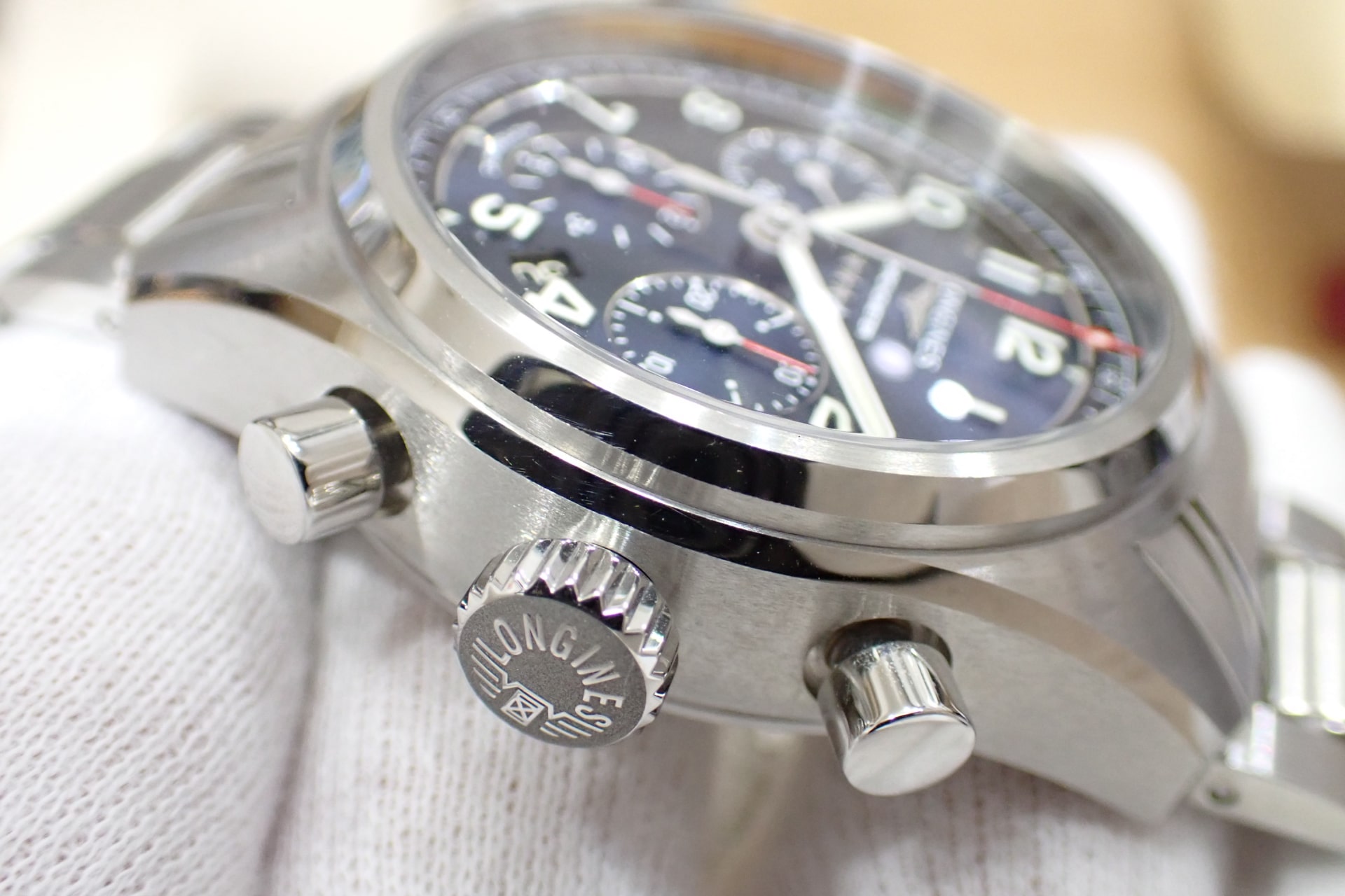 ロンジン/LONGINES スピリット クロノグラフ 42mm Ref.L3.820.4.93.6 ブルー文字盤