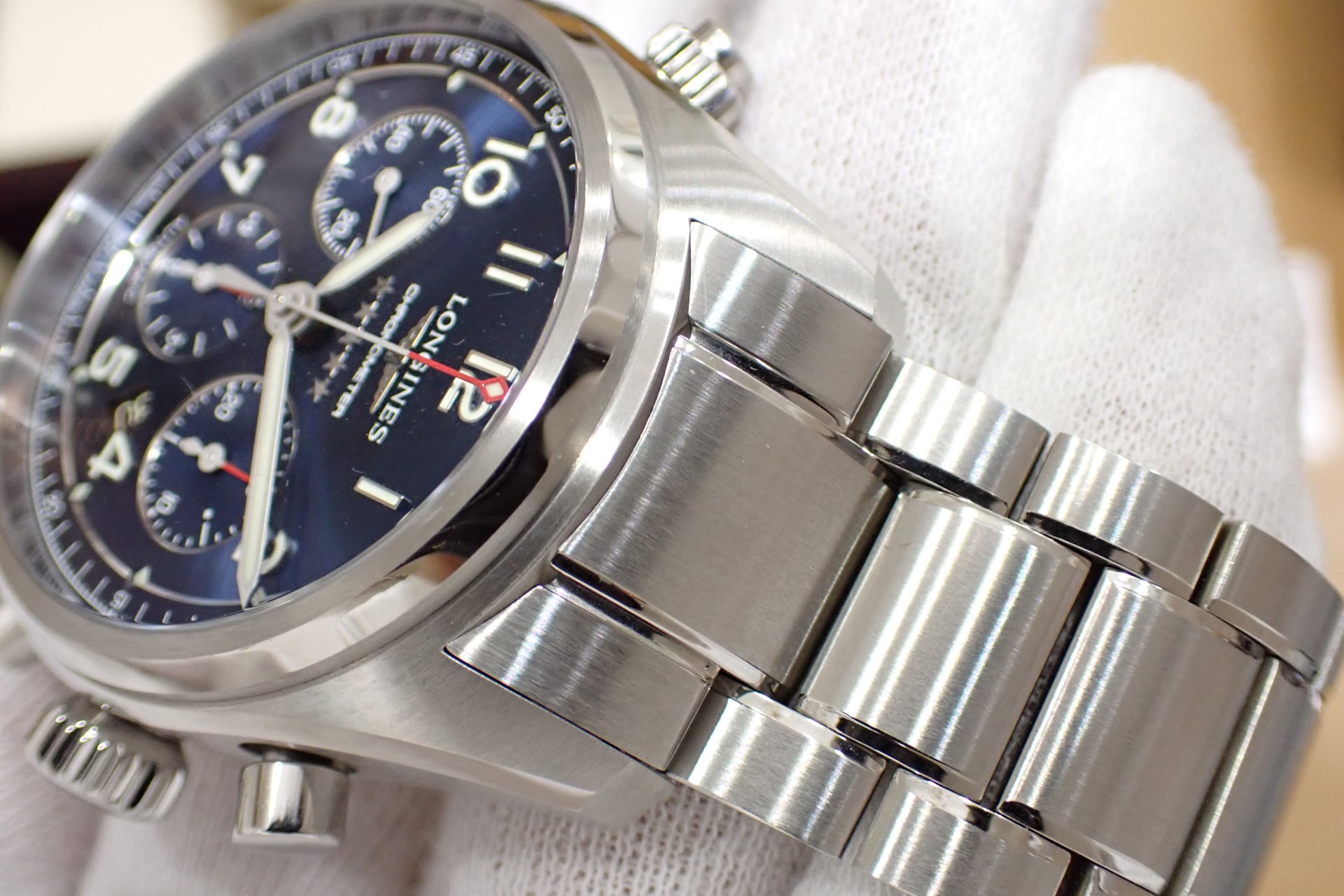 ロンジン/LONGINES スピリット クロノグラフ 42mm Ref.L3.820.4.93.6 ブルー文字盤