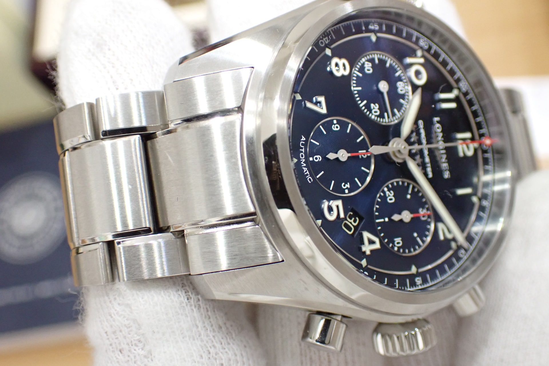 ロンジン/LONGINES スピリット クロノグラフ 42mm Ref.L3.820.4.93.6 ブルー文字盤