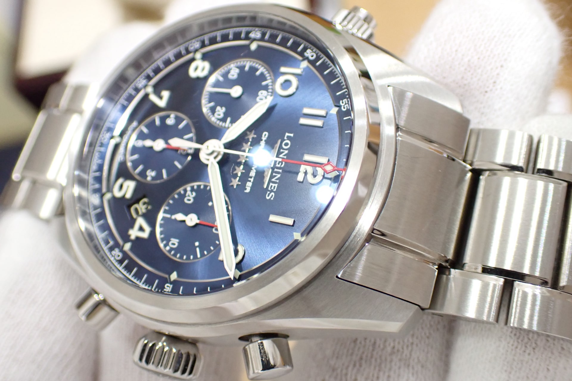 ロンジン/LONGINES スピリット クロノグラフ 42mm Ref.L3.820.4.93.6 ブルー文字盤