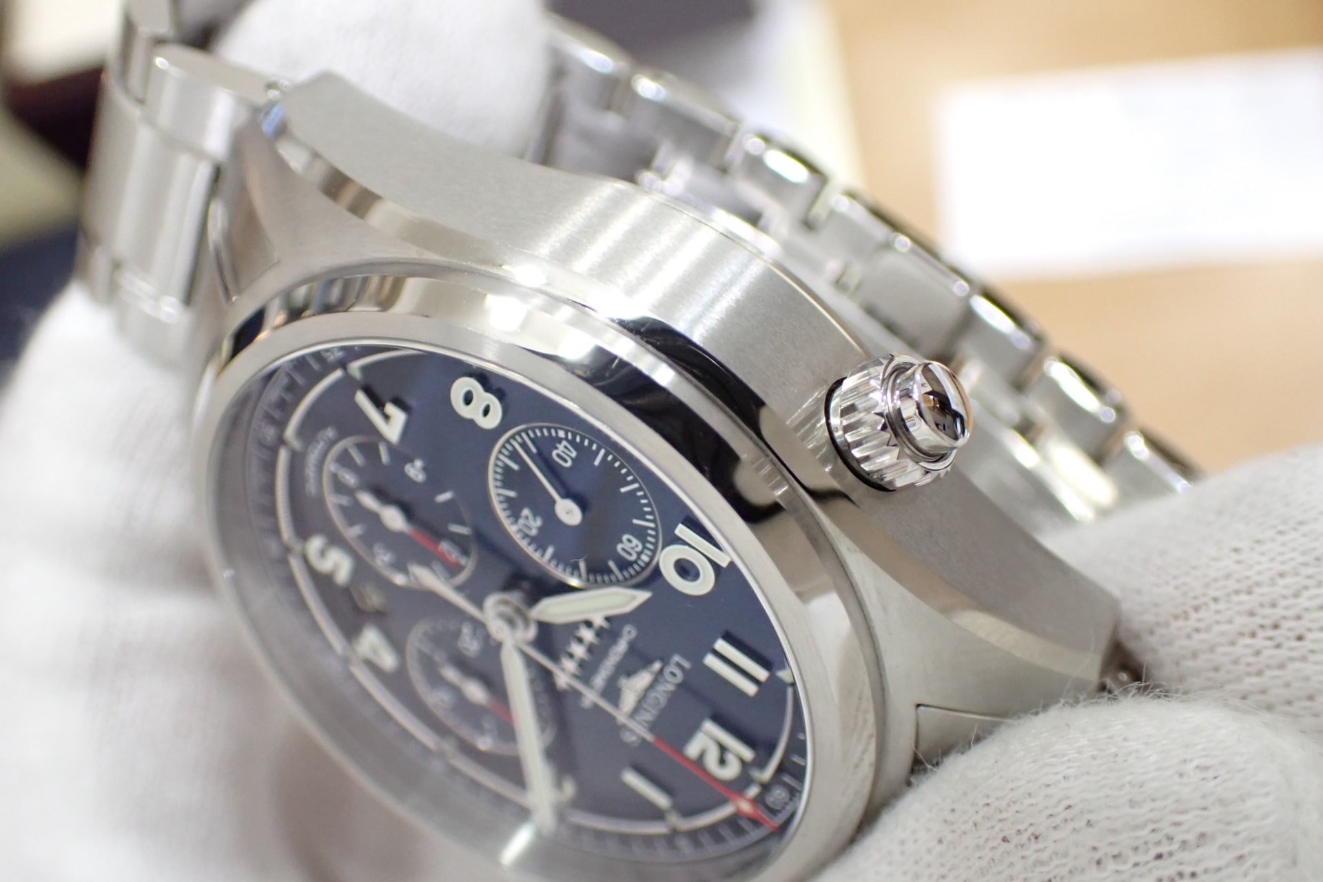 ロンジン/LONGINES スピリット クロノグラフ 42mm Ref.L3.820.4.93.6 ブルー文字盤