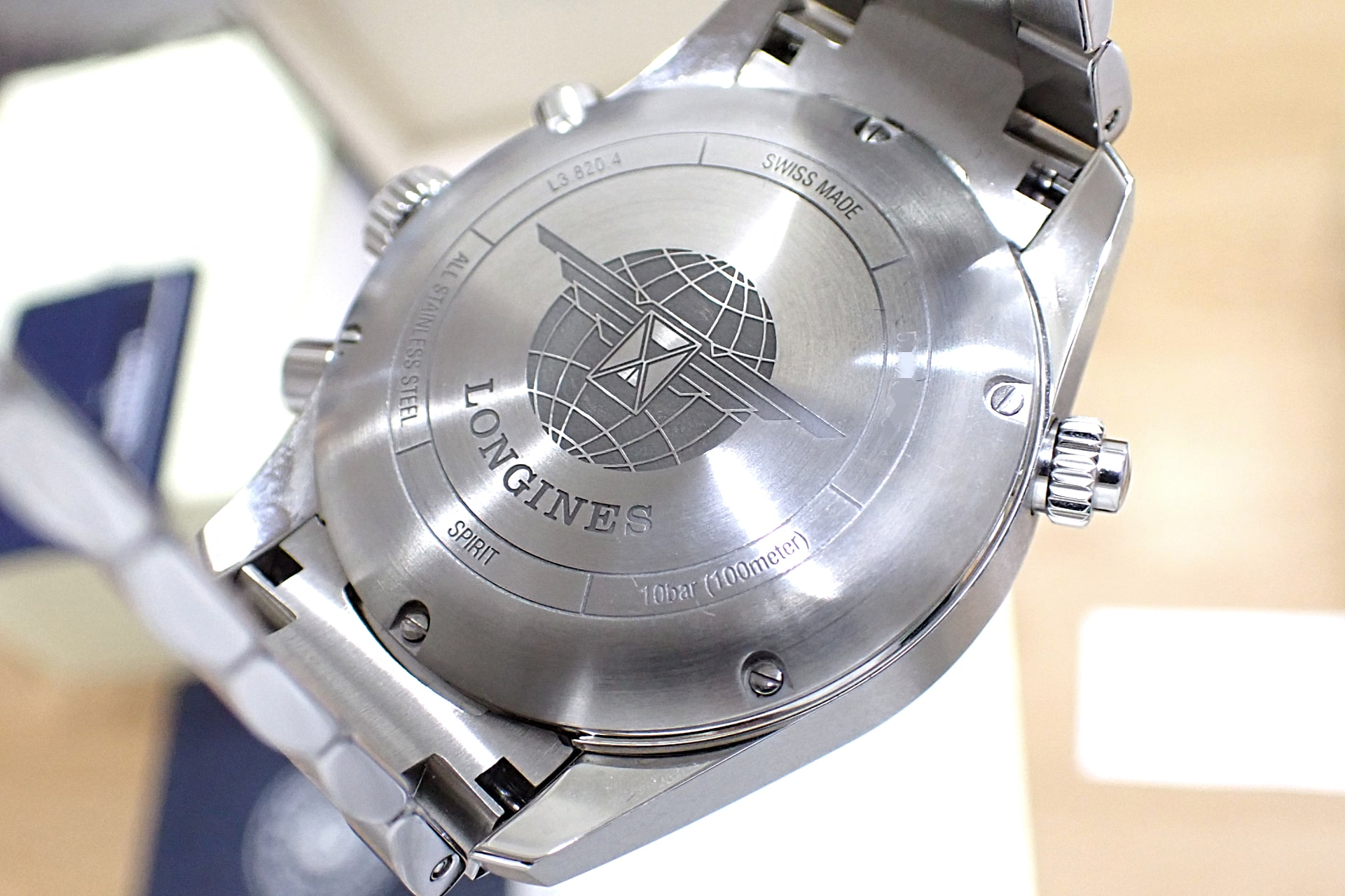 ロンジン/LONGINES スピリット クロノグラフ 42mm Ref.L3.820.4.93.6 ブルー文字盤