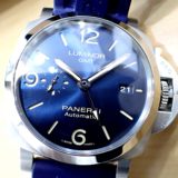 <span class="title">中古品A【PANERAI】パネライ ルミノール1950 GMT Ref.PAM01033 ブルー文字盤  純正ストラップ2本＋松下庵M74レザーストラップ付き (2019年)</span>