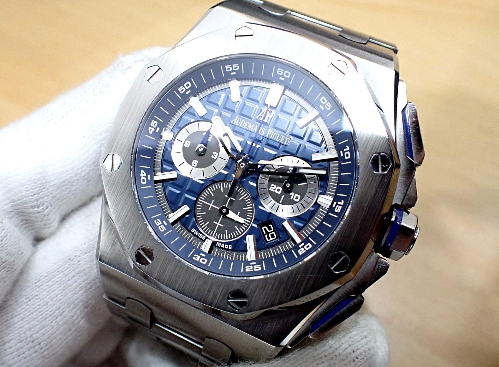 オーデマピゲ/Audemars Piguet ロイヤルオーク オフショア クロノグラフ ブルー Ref.26480TI.OO.A027CA.01 純正チタン製ブレス付き