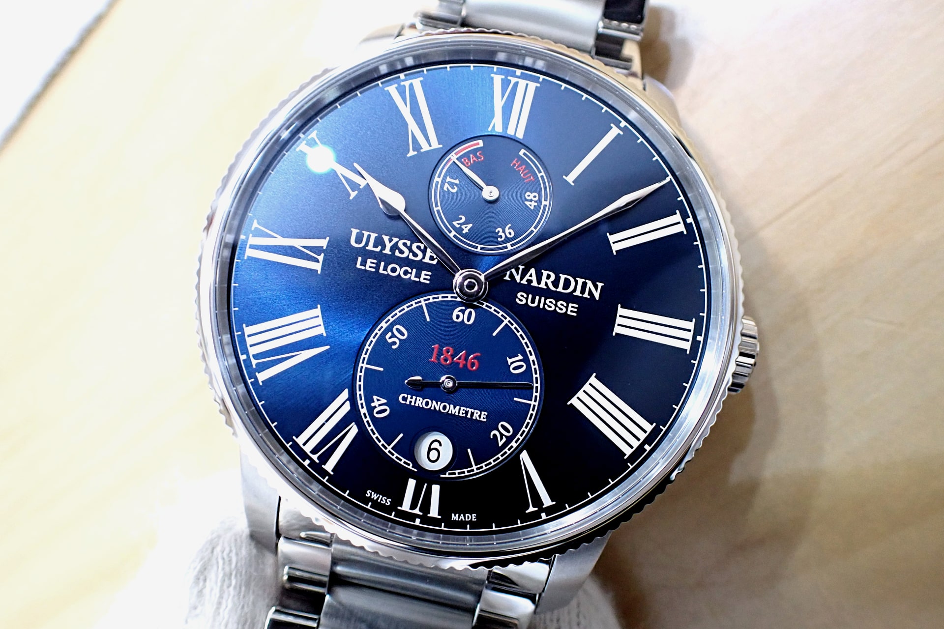 ユリスナルダン/ ULYSSE NARDIN マリーン トルピユール Ref.1183-310/43 ブルー文字盤 ステンレスブレスレットモデル