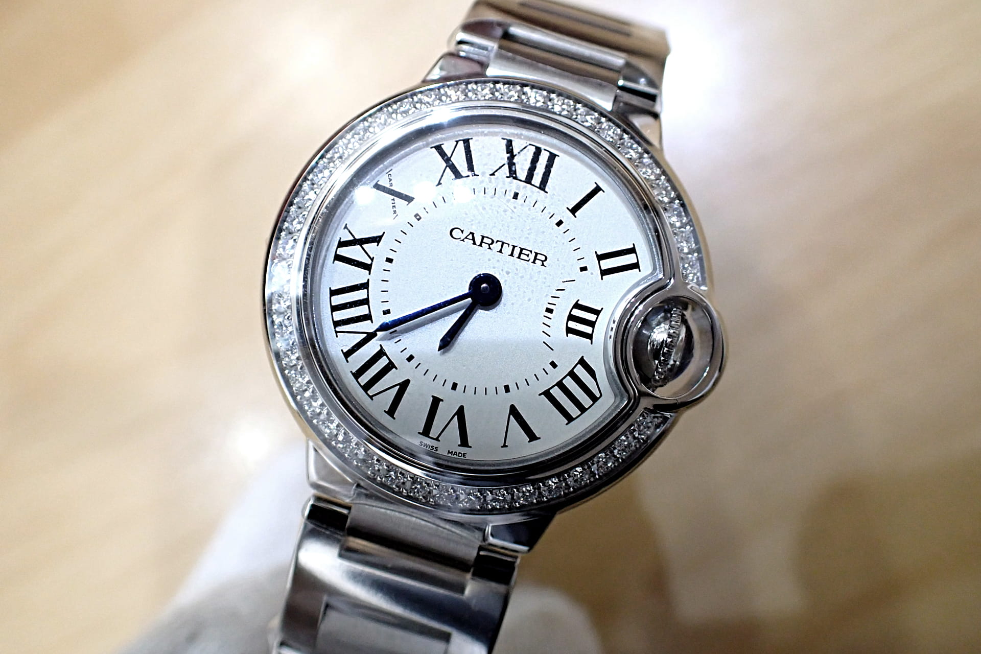 CARTIER/カルティエ バロンブルードゥ カルティエ 28mm ベゼルダイヤモンド Ref.W4BB0030