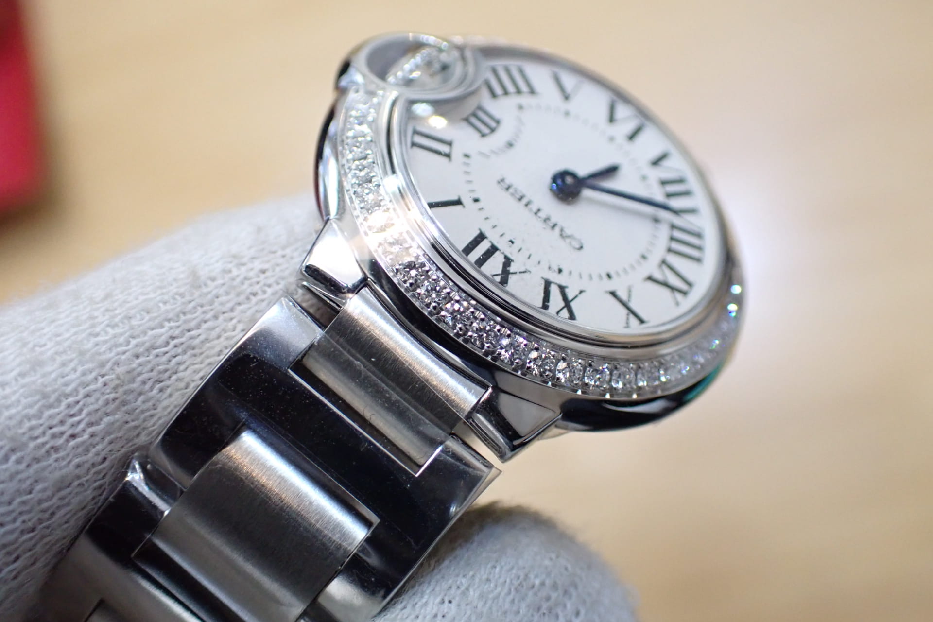 CARTIER/カルティエ バロンブルードゥ カルティエ 28mm ベゼルダイヤモンド Ref.W4BB0030