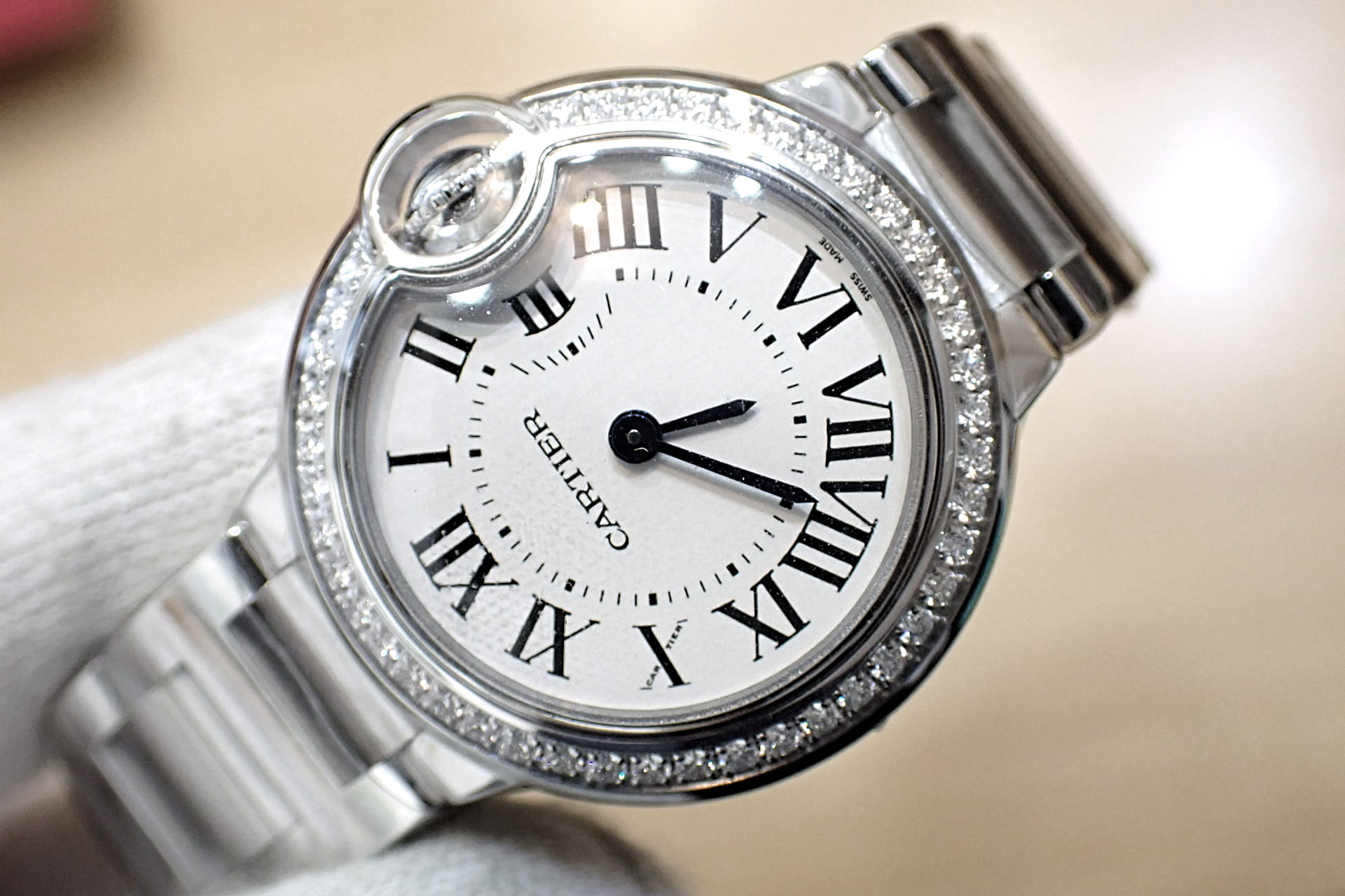 CARTIER/カルティエ バロンブルードゥ カルティエ 28mm ベゼルダイヤモンド Ref.W4BB0030