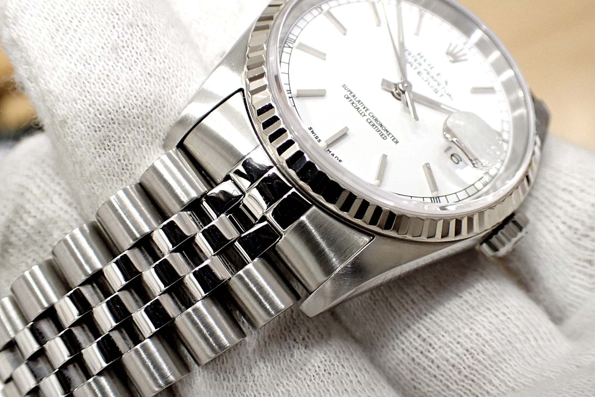 ROLEX/ロレックス デイトジャスト Ref.16234 F番 ホワイト文字盤 フルーテッドベゼル ジュビリーブレス