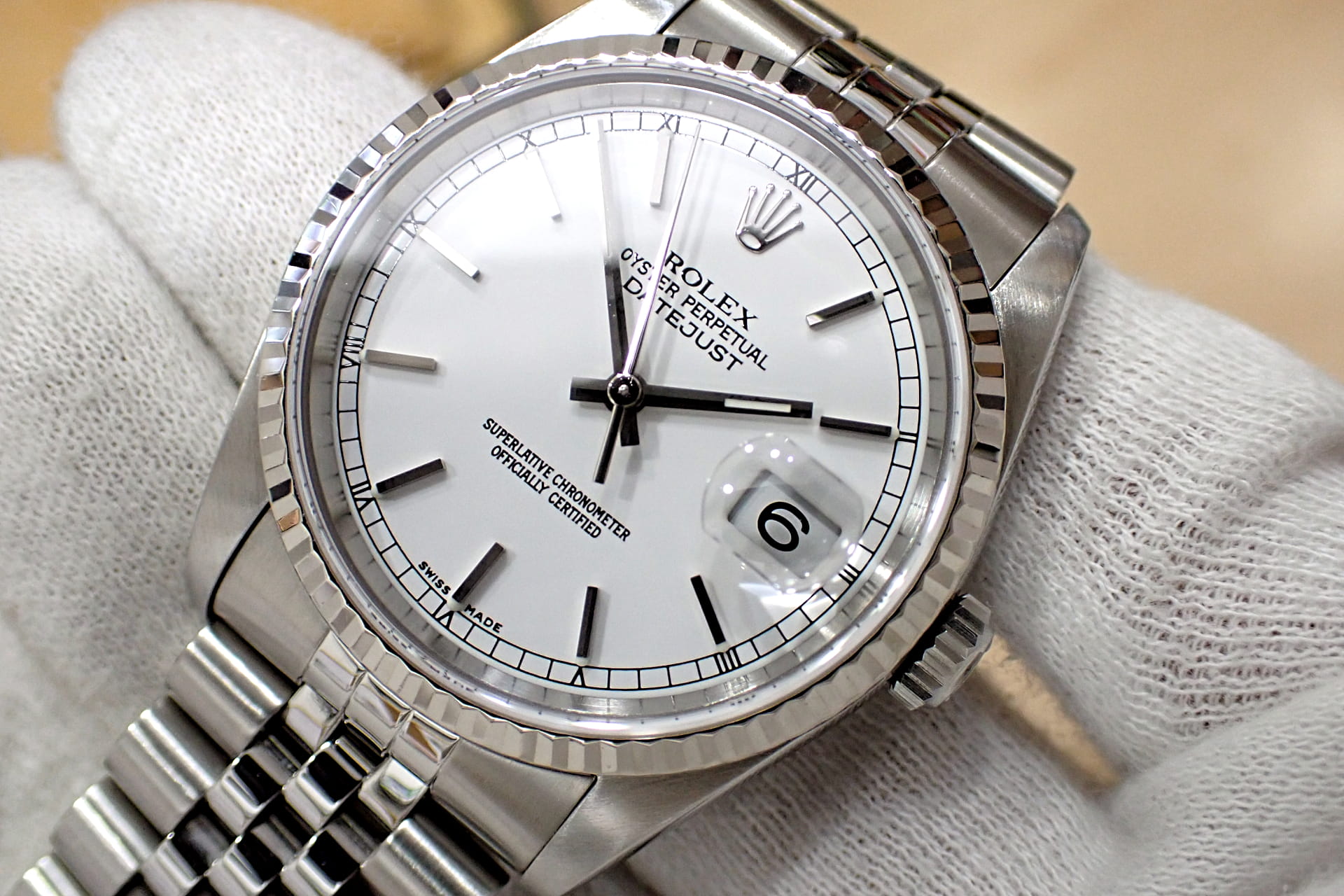 ROLEX/ロレックス デイトジャスト Ref.16234 F番 ホワイト文字盤 フルーテッドベゼル ジュビリーブレス