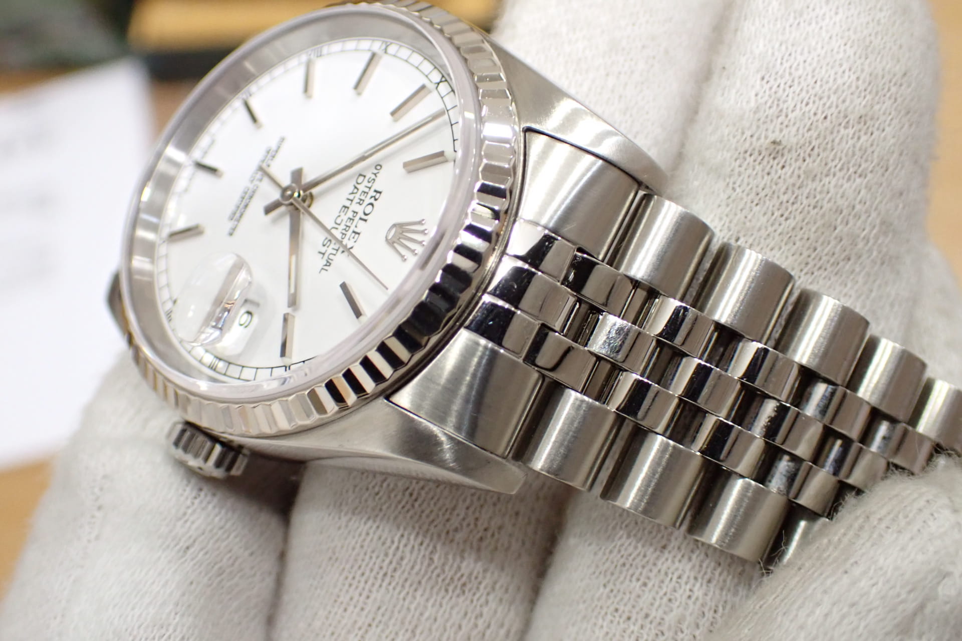 ROLEX/ロレックス デイトジャスト Ref.16234 F番 ホワイト文字盤 フルーテッドベゼル ジュビリーブレス