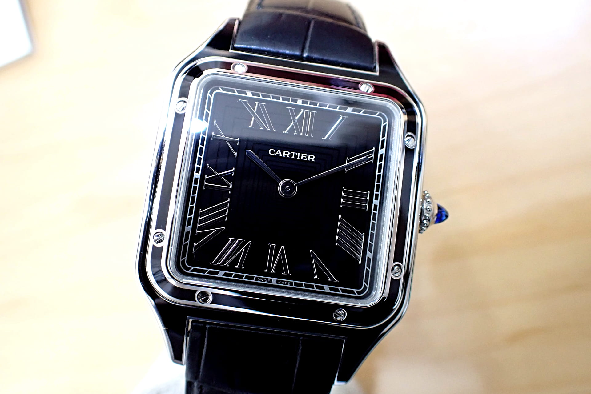 Cartier/カルティエ サントス デュモン LM Ref.WSSA0046 ブラックラッカー 8年間延長保証加入済み