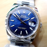<span class="title">中古品A【ROLEX】ロレックス デイトジャスト36 Ref.126234 ブルーフルーテッド文字盤フルーテッド/オイスター ノンポリッシュ (2023年5月)</span>